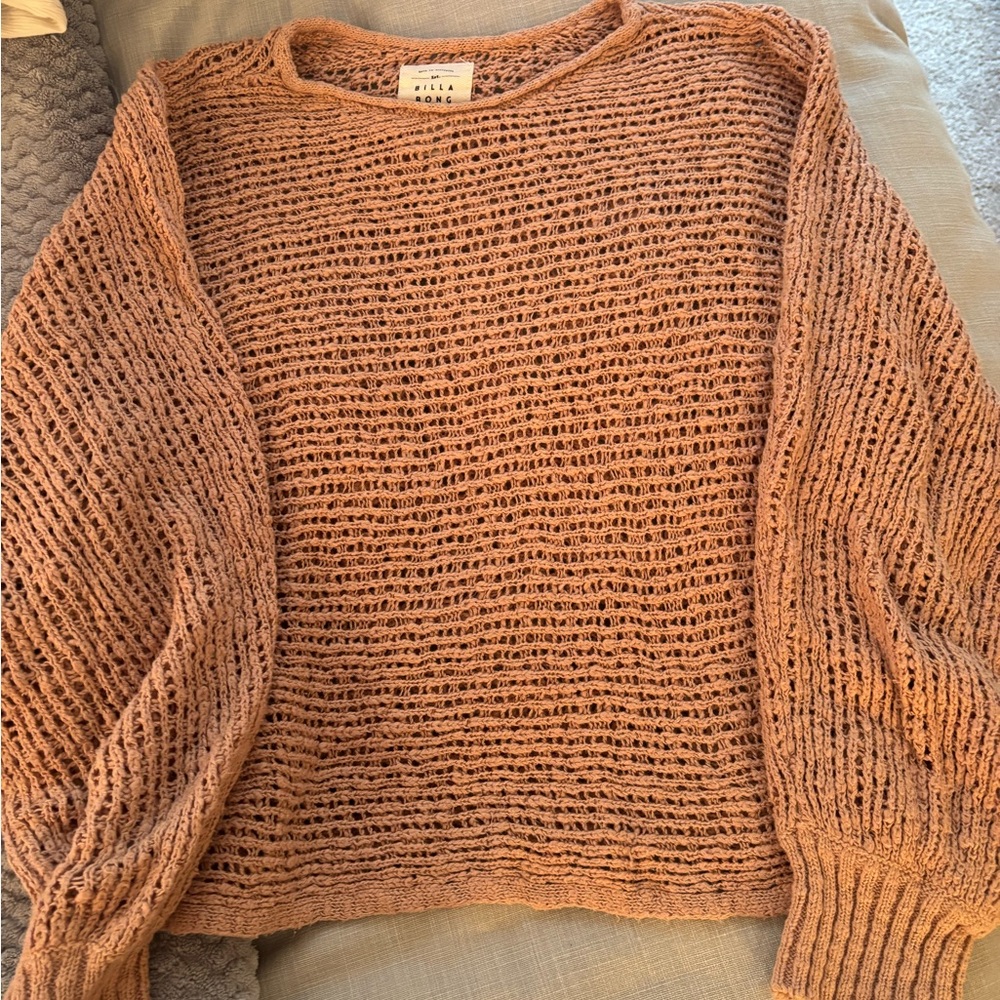 Billabong Rust Open-Knit Crew Neck Sweater